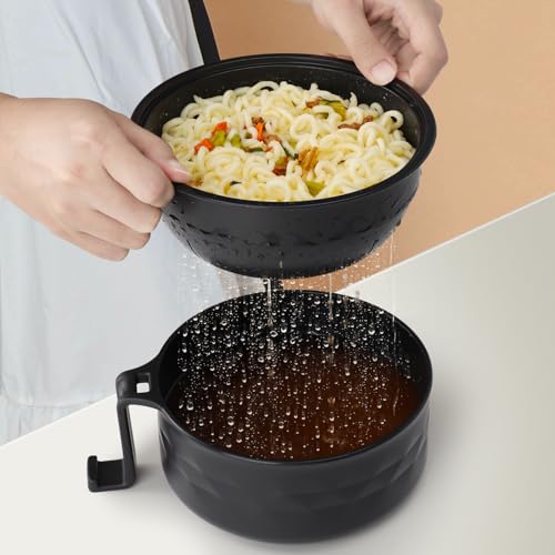 UUGLAM Ramen Bowl Set, Ramen Cooker 33 oz, Ramen Bowls with Chopsticks and Spoon, Microwave Pasta Cooker, College Dorm Essentials for Girls Guys (Black)
