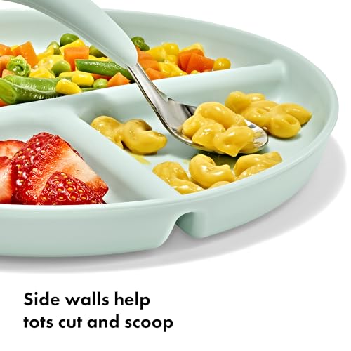 OXO Tot Stackable Divided Plates Set, 3-Pack, Light Multicolor