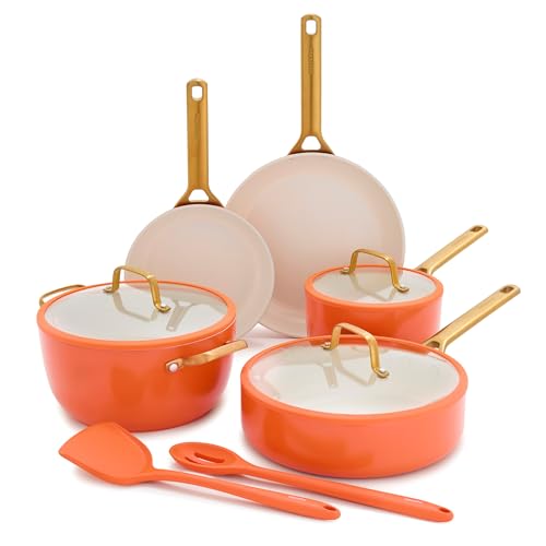 GreenPan Nonstick Reserve Pro 10 Piece Cookware Set, NSF Certified Ceramic, Hard Anodized PFAS-Free Pots & Pans Set with Lids, Stainless Steel Handles, Oven & Dishwasher Safe, Harvest Orange