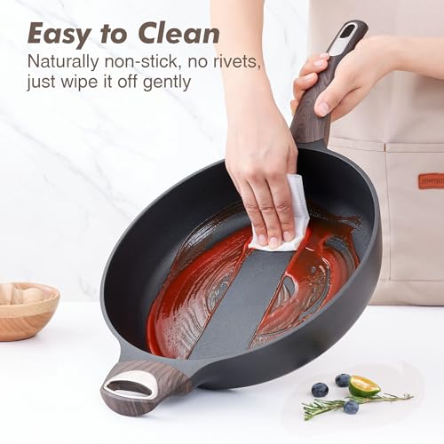 SENSARTE Nonstick Frying Pan Skillet with Lid, 12 Inch Large Deep Frying Pan, 5 Qt Non Stick Saute Pan with Cover, Induction Pan, Healthy Non Toxic Cooking Pan with Helper Handle, PFOA PFOS Free