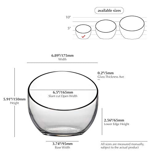 WGVI Clear Slant Cut Bowl Glass Vase, Glass Terrarium, Candy Dish, Glassware, Slant Cut, 7" Width, 6" Height (1 Piece)