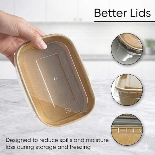 50 Pack 29oz Disposable Meal Prep Containers with Lids, Paper Food Bowls | Microwave & Freezer Safe, Leak-Resistant, Stackable, With Forks, For Soup, Salad, Pasta, Rice, Lunch, To Go, Take-Out, Office