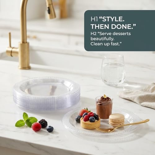 DEEZPOZ 6 Inch Clear Plastic Plates 100 Bulk Pack - Disposable Cake for Dessert & Appetizers, BBQ, Party, Travel and Events,Recyclable (6 IN Clear Plastic plates)