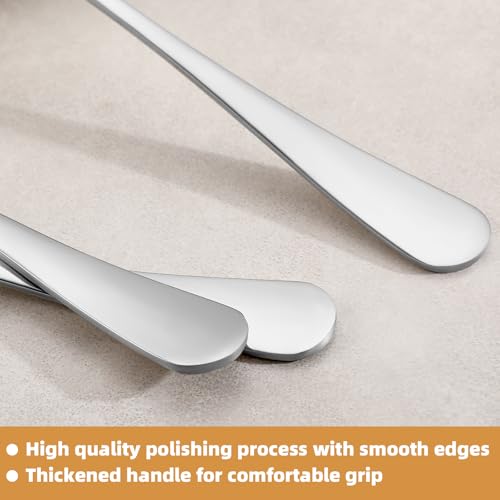 12 Pcs Dinner Spoons Set, Food-Grade Stainless Steel Tablespoons, Durable Metal Table Spoon, Cutlery Soup Spoons Silverware for Home, Kitchen or Restaurant, Mirror Polished, Dishwasher Safe - 7 Inch