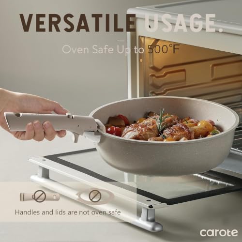 CAROTE 19pcs Pots and Pans Set Non Stick, Detachable Handle Cookware Sets