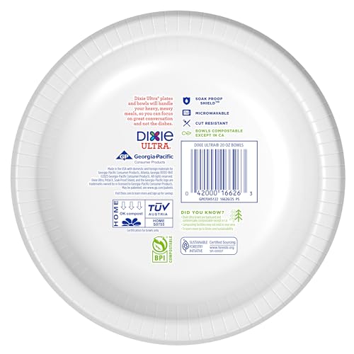 Dixie Ultra Large Paper Bowls 20oz, 25 CT