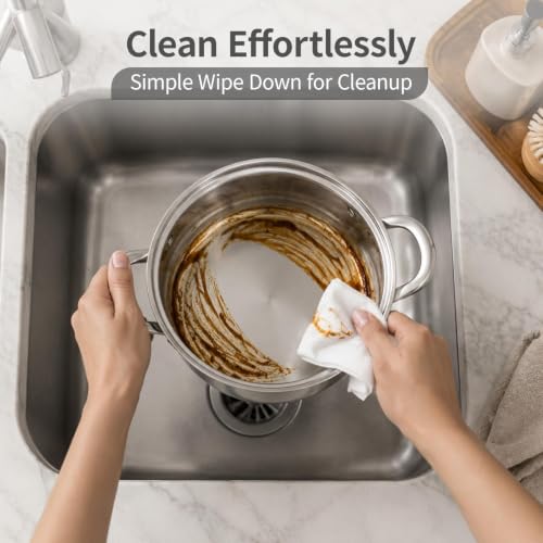 Lunalua Stainless Steel Cookware Set - 18-Piece Nonstick Cookware Set Includes 2 Milk Pots, 3 Stock Pots, 1 Frying Pans, 6 Trivets Mat and Lids, with Cool Grip Handles, Oven Dishwasher Safe