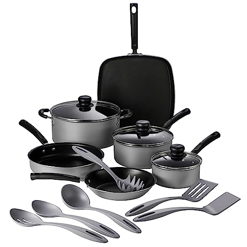 Tramontina Primaware 15-Piece Non Stick Pots and Pans Set, Silver