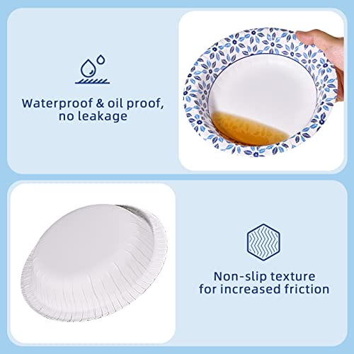 JOLLY CHEF 160 Count Paper Bowls 20 oz | Soak Proof, Heavy Duty Printed Disposable Bowls Bulk for Dinner or Lunch