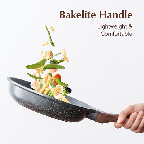 SENSARTE Nonstick Frying Pan Skillet, Swiss Granite Coating Omelette Pan, Healthy Stone Cookware Chef's Pan, PFOA Free (8/9.5/10/11/12.5 Inch) (11 Inch)