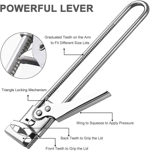 Master Jar & Bottle Opener,Adjustable Multifunctional Stainless Steel Can Opener Jar Lid Gripper,Manual,Kitchen Accessories（Silver）