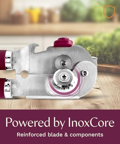 Graceliving Heavy Duty Manual Can Opener with Magnetic Lid Lifter, Mauve | Premium Stainless Steel Body, Sharp Cutting Blade, Oversized Easy-Turn Knob, Soft-Touch Handle, Bottle Opener, Kitchen Use