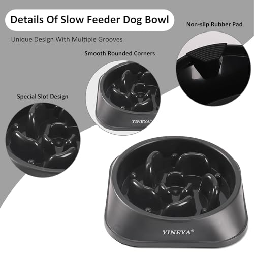 YINEYA Slow Feeder Dog Bowl for Medium Dogs, 2-Cup Puzzle Feeder Bowl | Maze Puzzle Design for Fast Eaters, Non-Slip Base, Food-Contact Safe & Dishwasher Safe, for Dogs & Cats, Slows Down Eating