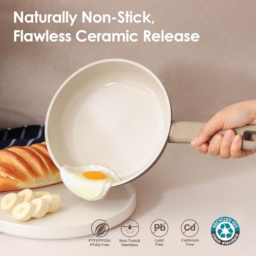 SENSARTE Ceramic Nonstick Pots and Pans Set, Nontoxic Cookware Set 17pcs