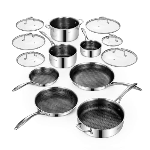 Deluxe 13 Piece Hybrid Ceramic Nonstick Stainless Steel Cookware Set