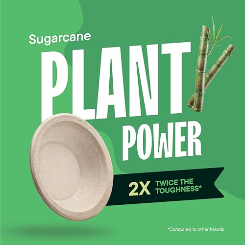 100% Compostable Paper Bowls - 12 oz [125-Pack] Heavy Duty Soup Bowls | Eco-Friendly Biodegradable Bagasse Hot Food Plates and Bowls, Natural Brown BPI Certified & PFAS-Free, By Stack Man