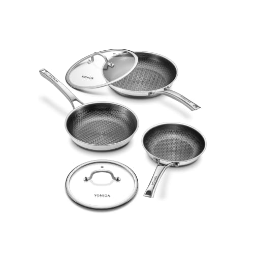 Non Stick Frying Pans set,8/10/12 Inch Nonstick Ceramic Pans with Lids