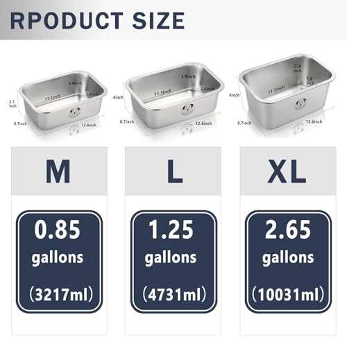 Stainless Steel Dog Bowls for Large Dogs, High Capacity Metal Dog Food Bowls, Food and Water Bowl for Larges, X-Large, and Big Dogs 1.25 Gallons