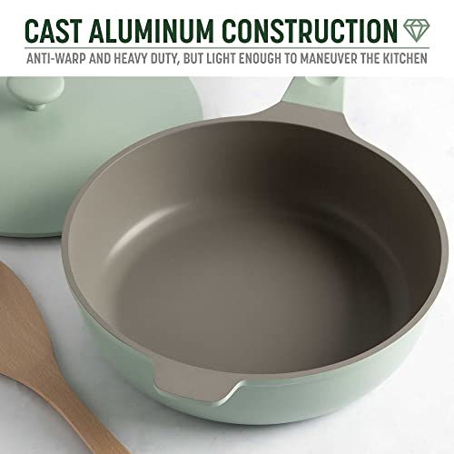 Goodful All-in-One Pan, Multilayer Nonstick Cookware Set, High-Performance Construction, Multipurpose Design Replaces Multiple Pots and Pans, Dishwasher Safe, 11-Inch, 4.4-Quart Capacity, Sage Green