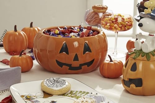 Lenox Vintage Figural Pumpkin Halloween Candy Bowl | porcelain, dishwasher and microwave safe | 9.25 inch diameter | jack o'lantern trick-or-treat candy dish