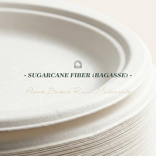 Pulvoro 6 Inch Compostable Small Paper Plates White 100 Count Heavy Duty | Disposable Dessert Plates, Biodegradable Sugarcane Bagasse, For Cake, Snacks, Kids Meals & Parties, Microwave Safe