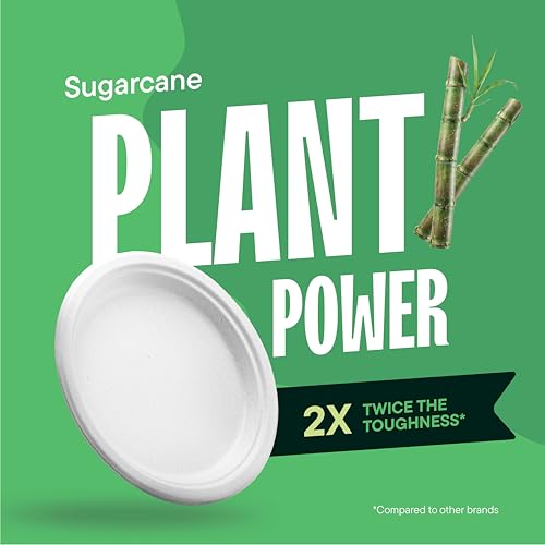 Stack Man 100% Compostable Small Paper Plates 7 Inch Heavy-Duty [125-Pack] Eco-Friendly White Bagasse Disposable Dessert Cake Plates - 7" Biodegradable Plate (BPI-Certified) (PFAS-Free)