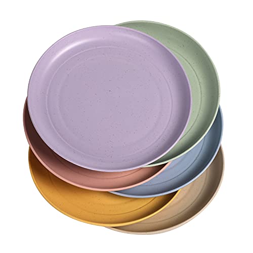 CAMBUY Wheat Straw Plates 6 Pack 5.9 Inch Small Appetizer Plate Set | Unbreakable Lightweight Reusable Dishwasher & Microwave Safe Daily Use Dinner Dishes for Kitchen Outdoor Camping