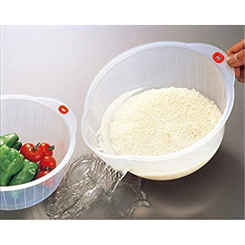 Inomata Plastic Japanese Rice Washing Bowl with Strainer, 2 quart | Strainer
