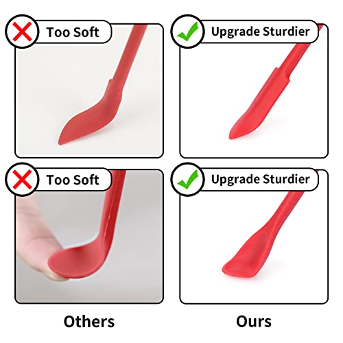 Cuttte 2pcs Mini Makeup Spatula Silicone Skincare Spatula Set for Cosmetic | Small Foundation Lotion Scrapers, Reusable Beauty Tiny Tool, Thin Jar Scraper for Kitchen, Get Last of Makeup Out, Black Red