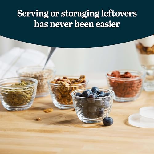 Libbey 8-piece Small Glass Bowl Set with Lids | 6.25 oz Capacity for Leftovers, Snacks, Sauces, Herbs & Toppings with Secure Lids and Dishwasher-Safe Easy Cleanup