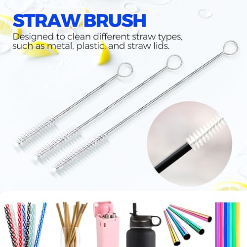 Holikme 6 Pack Dish Brush Set with Bottle Brush, Dish Scrub Brush,Gray | Pan Brush and 3 Straw Brushes, Deep Cleaning Handle Brush with Scraper Tip for Kitchen Sink Dishes Bottle Cup Pot and Pans
