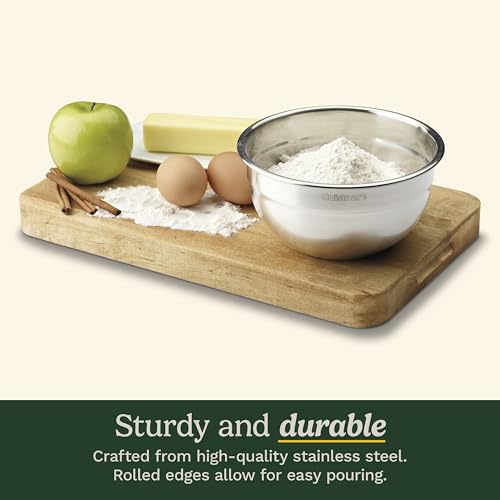 Cuisinart Mixing Bowl Set, Nesting Bowls, Stainless Steel, 3-Piece | 1.5, 3 & 5 qt. stainless steel mixing bowls for baking, cooking & prep, dishwasher safe, durable & compact, CTG-00-SMB