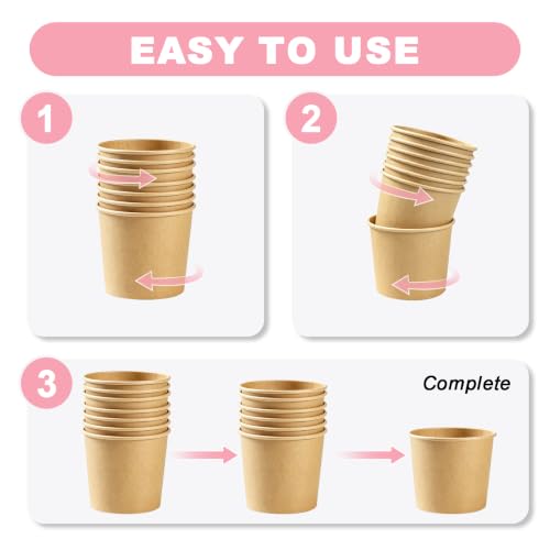 Lamosi Disposable Kraft Ice Cream Bowls 100 Count, 11 oz Paper Sundae Cups | Party Supplies Food Containers for Dessert Snack Frozen Yogurt Soup Brown (No Lids)