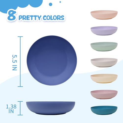[8 Pack] Cat Dishes Whisker Friendly, Shallow Wide Pet Food and Water Bowl, Durable Wheat Straw Cat Bowls for Indoor Outdoor Cats