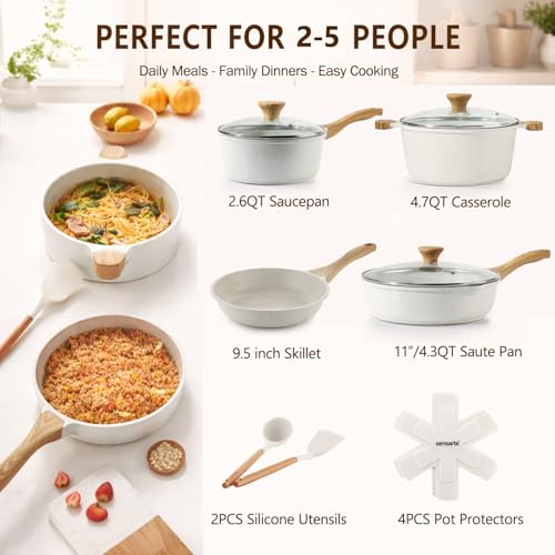 SENSARTE Nonstick Ceramic Cookware Set, 13-pcs Non-toxic Pots and Pans Set