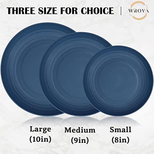 Wrova Wheat Straw Plates - 8 Inch Unbreakable Dinner Plates Set of 8 - Dishwasher & Microwave Safe Plastic Plates Reusable - Lightweight Plate for kitchen,R.V. (Colorful Series)