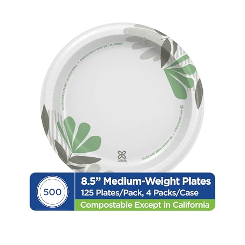 Dixie 8.5 Inch Medium-Weight Paper Plates By GP PRO, Pathways Design, 500 Count (125 Disposable Plates Per Pack, 4 Packs Per Case), UX9WS