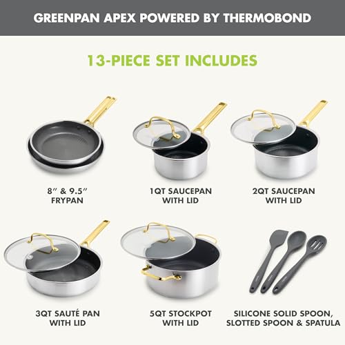 GreenPan Hybrid APEX 13 Piece Stainless Steel Ceramic Nonstick Cookware Set