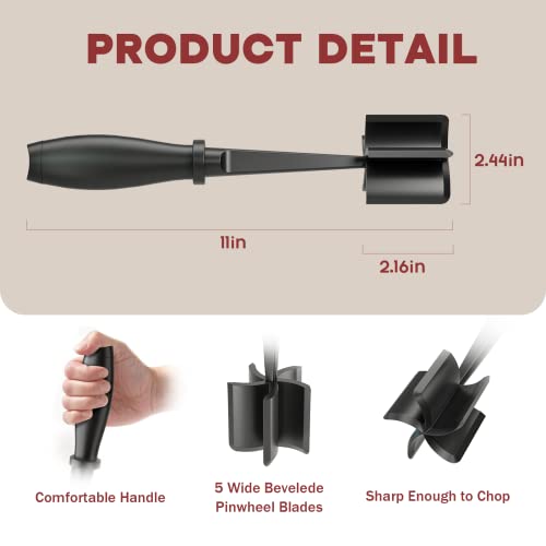 PGYARD Meat Chopper Hamburger Grinder, Kitchen Smasher for Ground Beef | Heat Resistant, 5 Nylon Blade, Burger Grinder Potato Mix Tool, Meat & Poultry Tenderizers, Dishwasher Safe, Black
