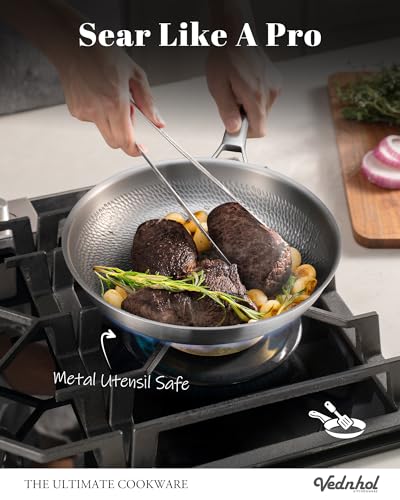 Titanium Pans for Cooking, 12 Inch Non-Toxic Frying Pan with Lid