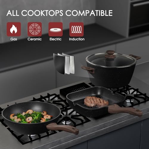 Kikcoin 31 Piece Pots and Pans Set Non Stick Kitchen Cookware Sets