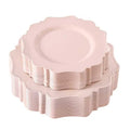 COLOSUS 60 PCS Pink Disposable Plastic Plates, Fancy Beaded Party Plates. | Pink Plastic Plates, Hard Scalloped Plates Include 10" Dinner Plates & 7.5" Dessert plates for Party, Birthday & Wedding.