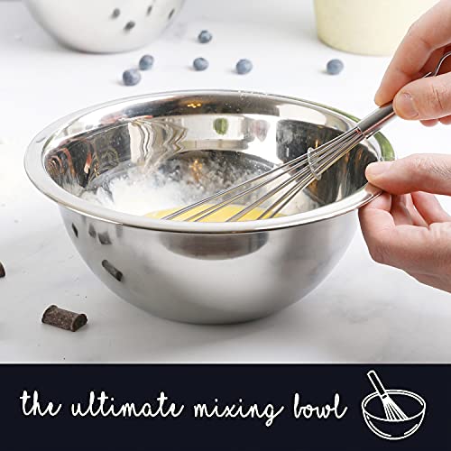 WHYSKO Stainless Steel Mixing Bowls Set, 5-Piece Meal Prep & Food Storage | .75, 1.5, 3, 4 & 5 Quart Metal Mixing Bowls Set for Prep, Serving, Baking & Food Storage, Ecofriendly, Dishwasher Safe