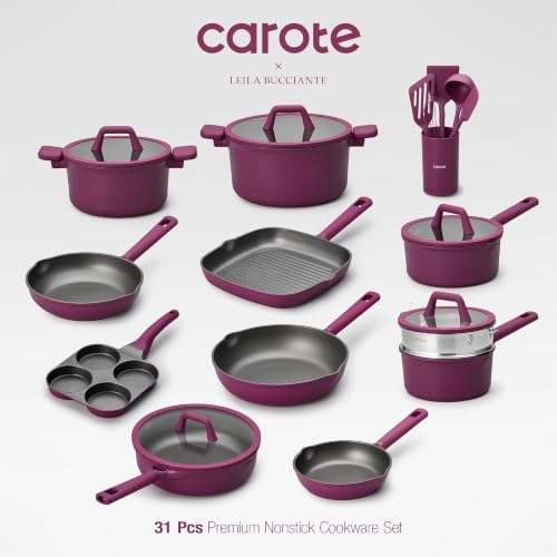 CAROTE 31pcs Pots and Pans Set, Nonstick Cookware Set