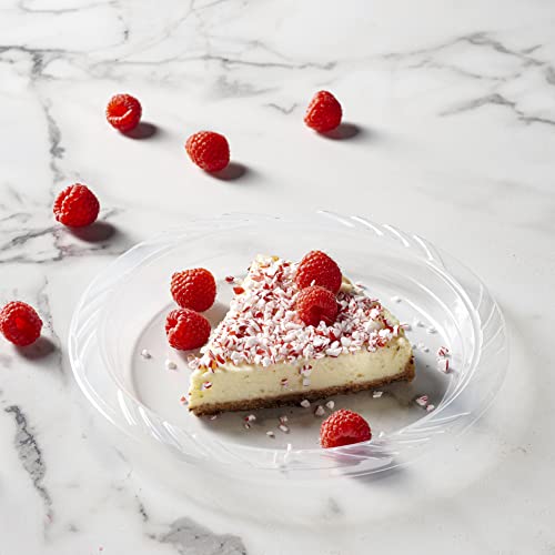 Munfix 6 Inch Clear Plastic Dessert Plates Set 200 Bulk Pack Disposable | Cake Plates for Dessert & Appetizers, Parties, BBQ, Picnic Party, Travel and Events, Microwavable Recyclable