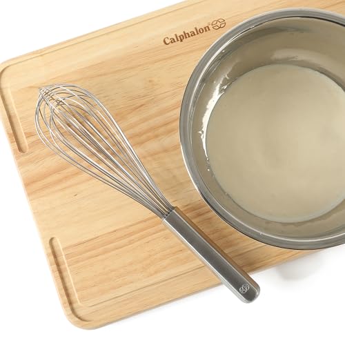Calphalon Prime 8-Inch Balloon Whisk, Stainless Steel Kitchen Whisk for Eggs, Batter & Small Batch Mixing, Heavy-Gauge Wire Whip with Weighted Handle for Control
