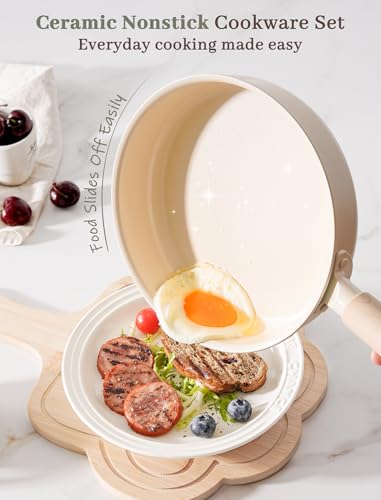 Astercook Pots and Pans Set Non Stick,Non Toxic 18 Pcs Ceramic Cookware