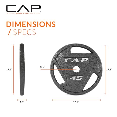 CAP Olympic 2-Inch Weight Plates, Cast Iron & Rubber Coated