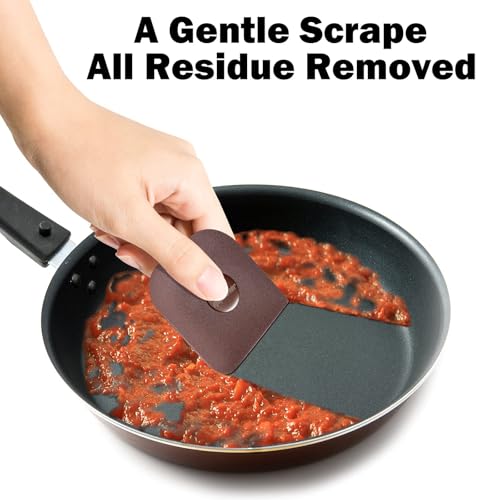 Pan Scraper, 5 Pcs Pot & Dish Scraper Plastic, Sturdy Scraper Kitchen Tool | Pot Scraper Non Scratch for Cast Iron, Pot and Pan Cleaning, Food Scraper for Dishes, Home & Apartment Essentials