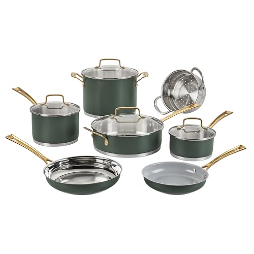 Cuisinart Cookware Set, Stainless Steel, Matte Thyme, 11-Pc, MT89G-11